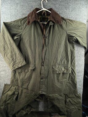 Barbour Waxed Equestrian Horse Riding Coat W/ Leg Straps Long Trench Medium